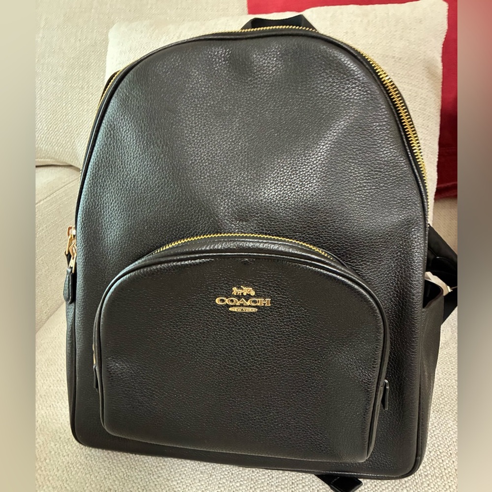 Coach EUC Black Leather Court Backpack with Gold Accents - Picture 3 of 16